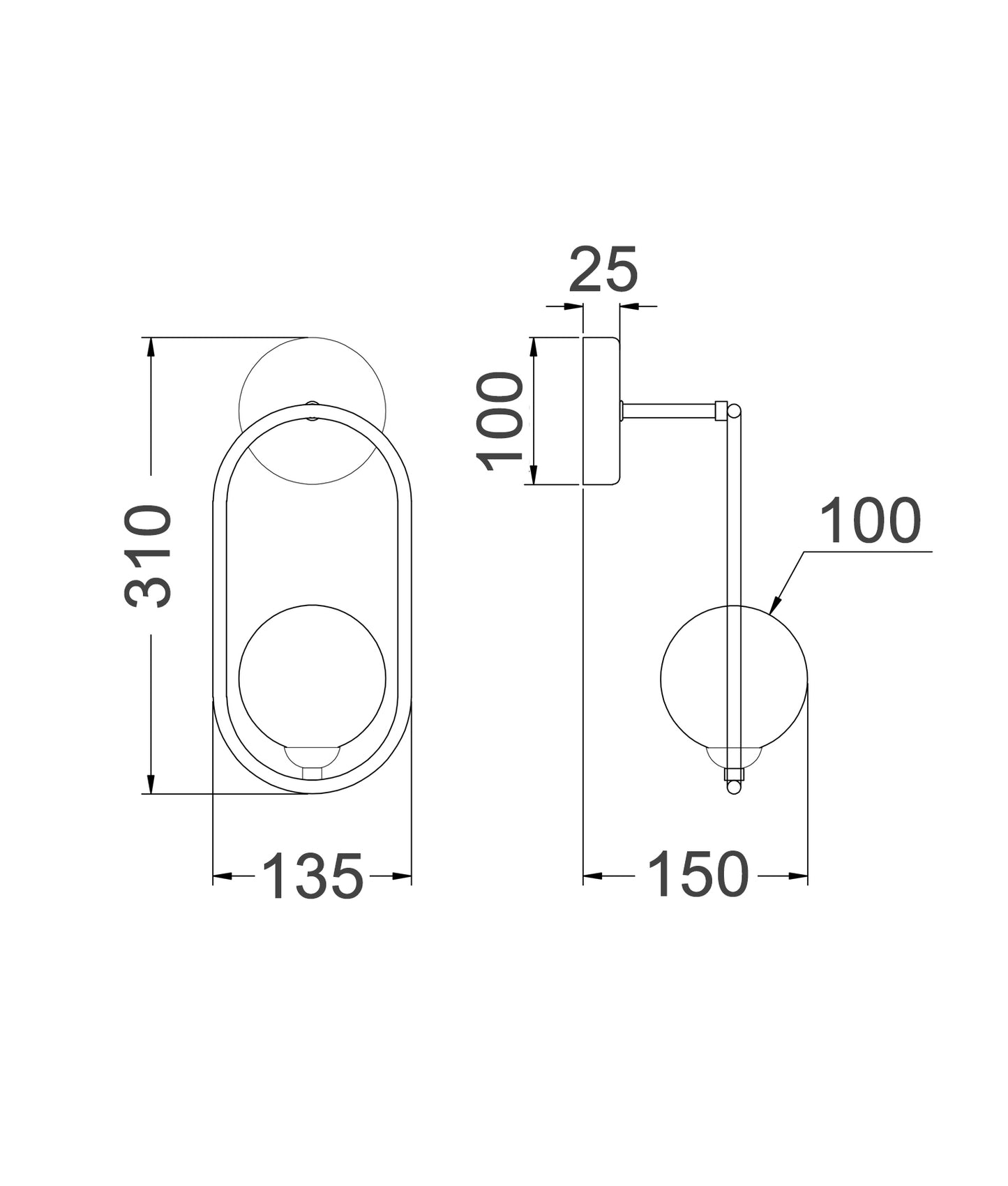 ARO: Interior Round Opal Glass with Satin Gold Frame Wall Light
