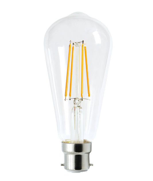 ST64 Pear Shape LED Filament Dimmable Globes Clear Diffuser (8W)