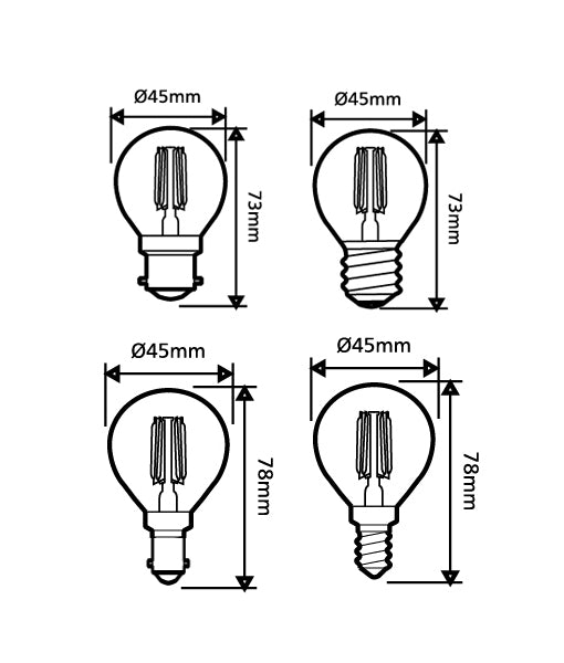 Fancy Round LED Filament Dimmable Globes (4W)