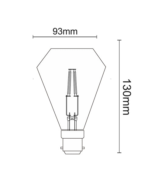 Diamond Shape LED Filament Globe (3.5W)