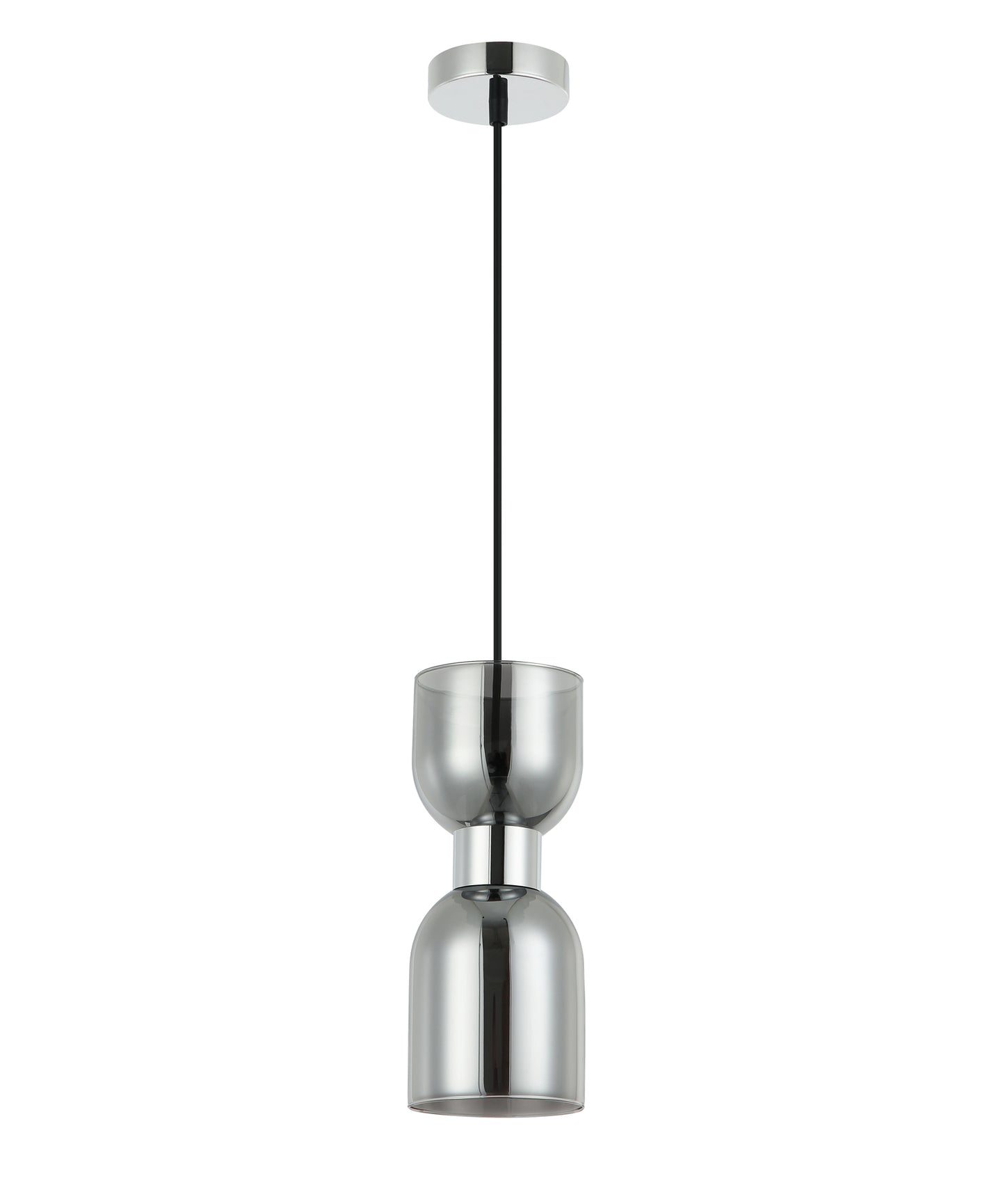 CLESSIDRA: Interior Mirror Finished Smokey Black / Opal Glass Ellipse Pendant Lights