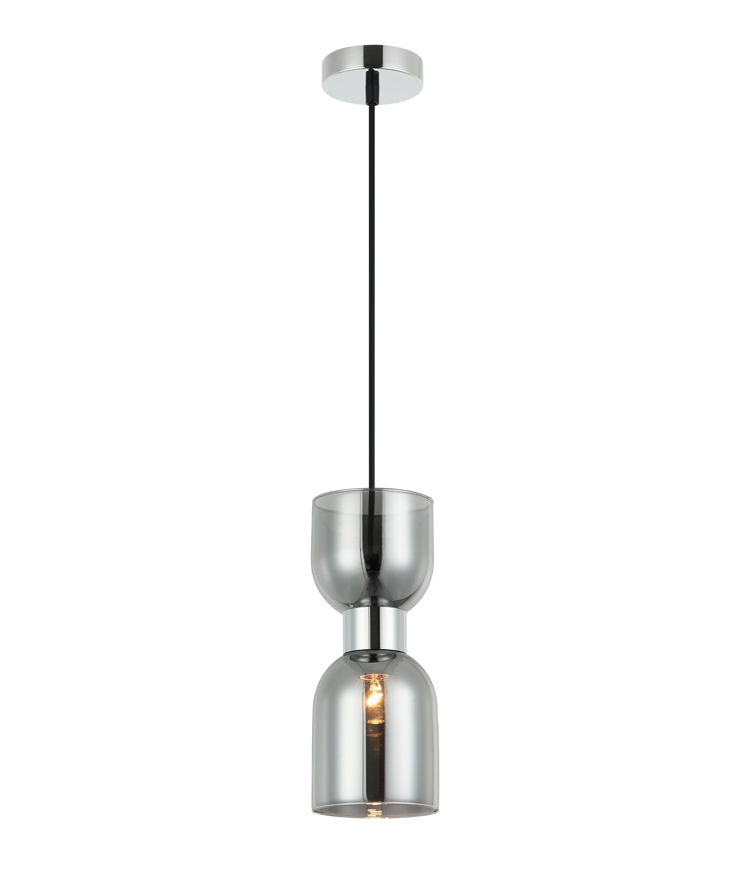 CLESSIDRA: Interior Mirror Finished Smokey Black / Opal Glass Ellipse Pendant Lights