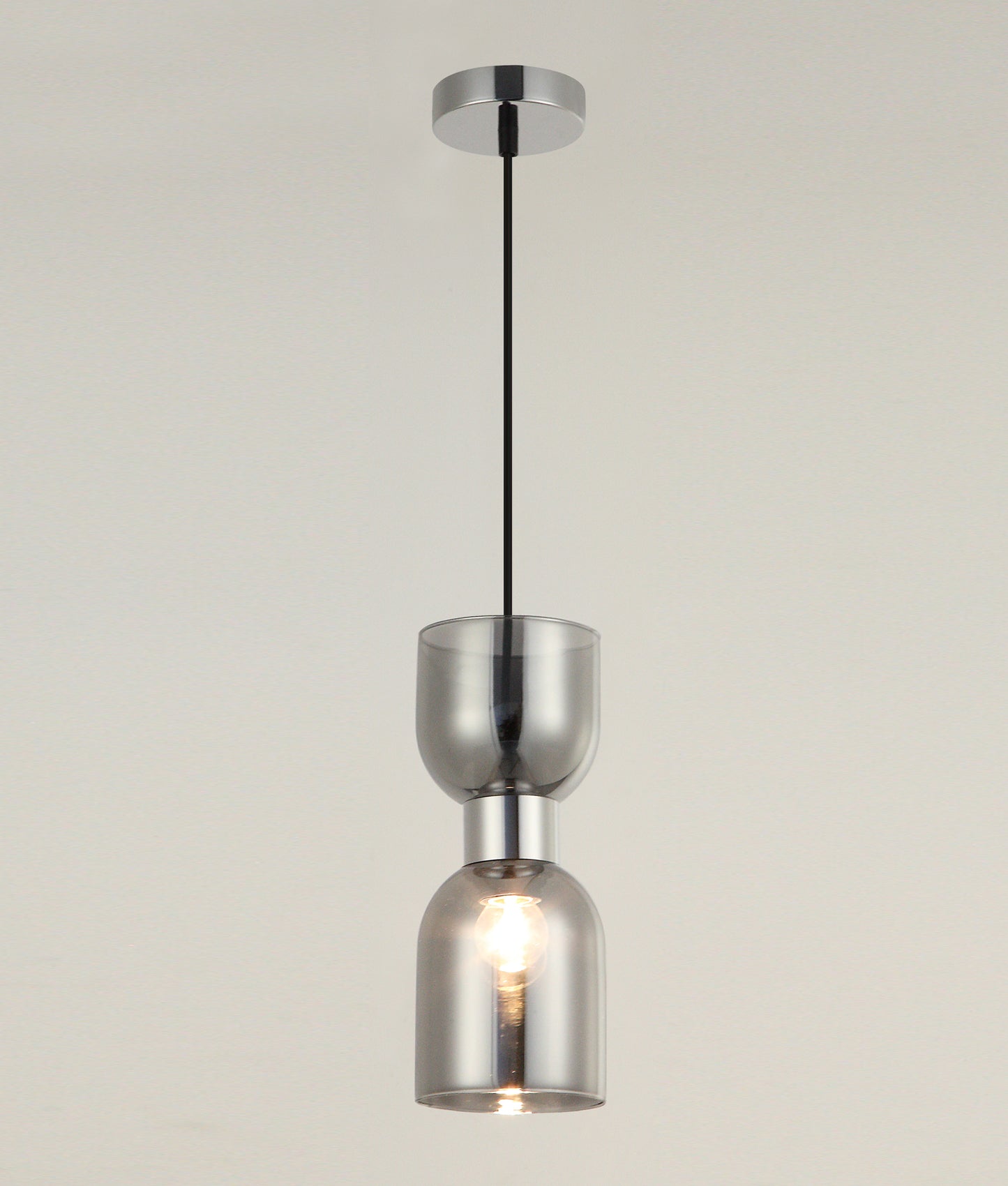 CLESSIDRA: Interior Mirror Finished Smokey Black / Opal Glass Ellipse Pendant Lights