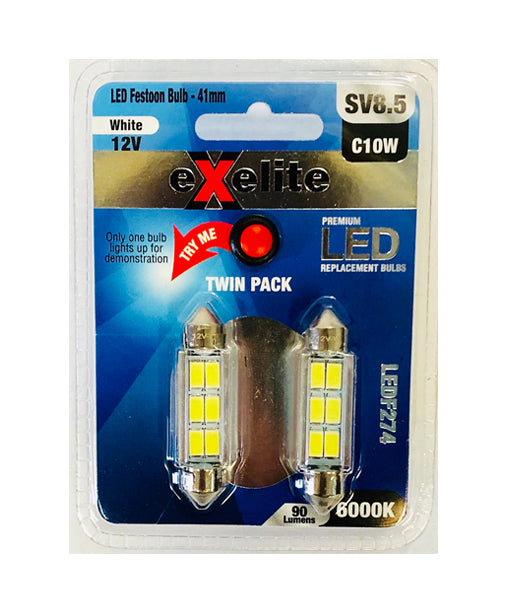 Exelite LED Festoon Auto Globes (2pcs Pack)