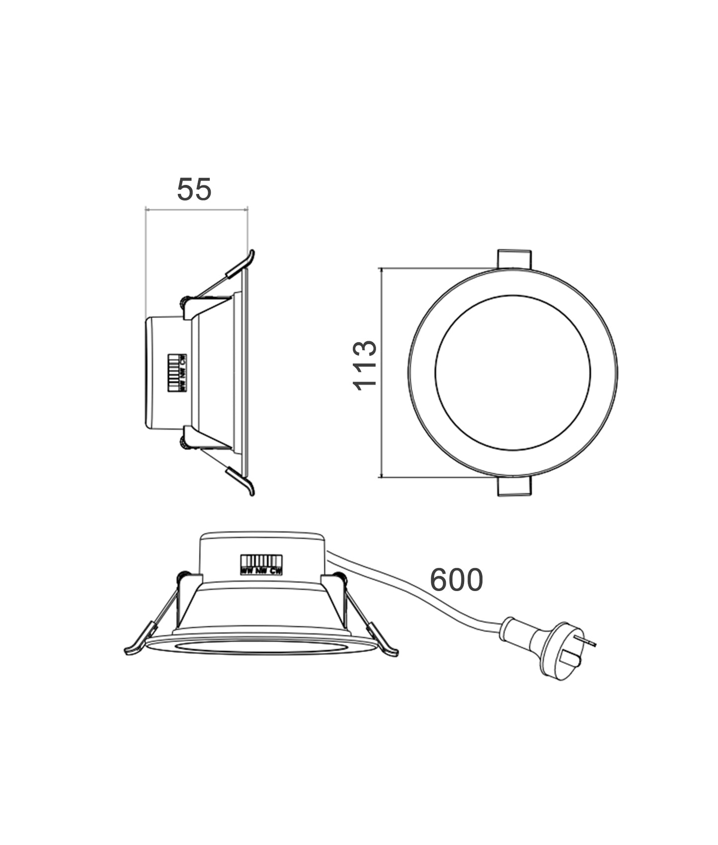 NOVADLUX01A: LED Dimmable Tri-CCT with Changeable Faceplate(via clip) Recessed Downlight