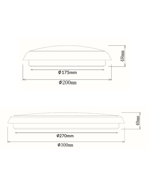 Waterproof LED Tri-Colour Dimmable Oyster Lights IP54