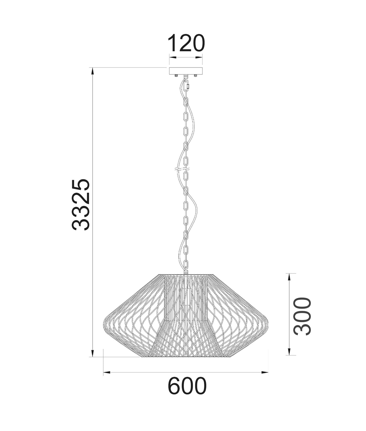 PARRILLA: Interior Oval Cage Iron Pendant Lights OD600mm