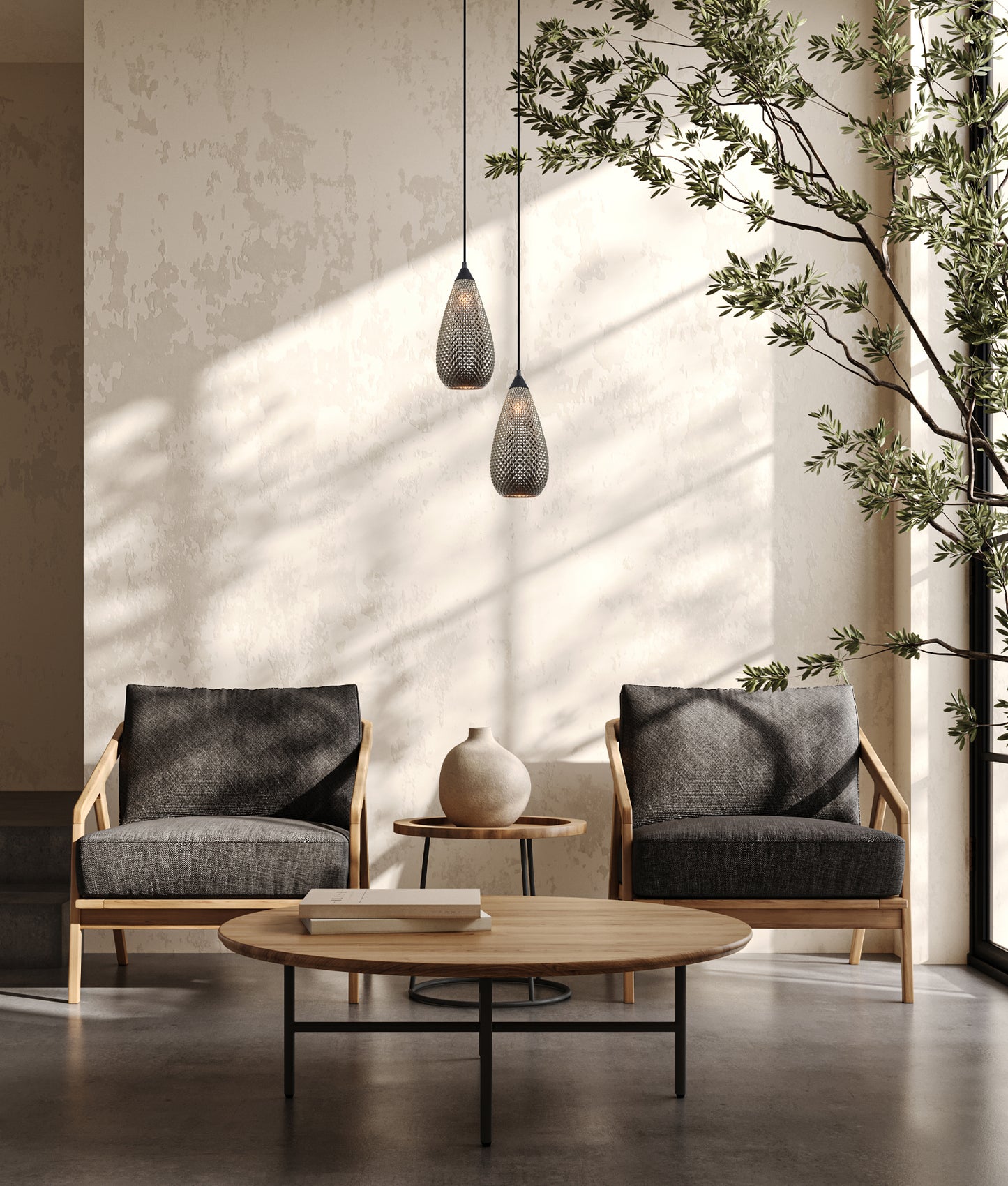 RICTUS: Bohemian Glass with Quadrilateral Segments Tear Drop Shape Pendant Lights