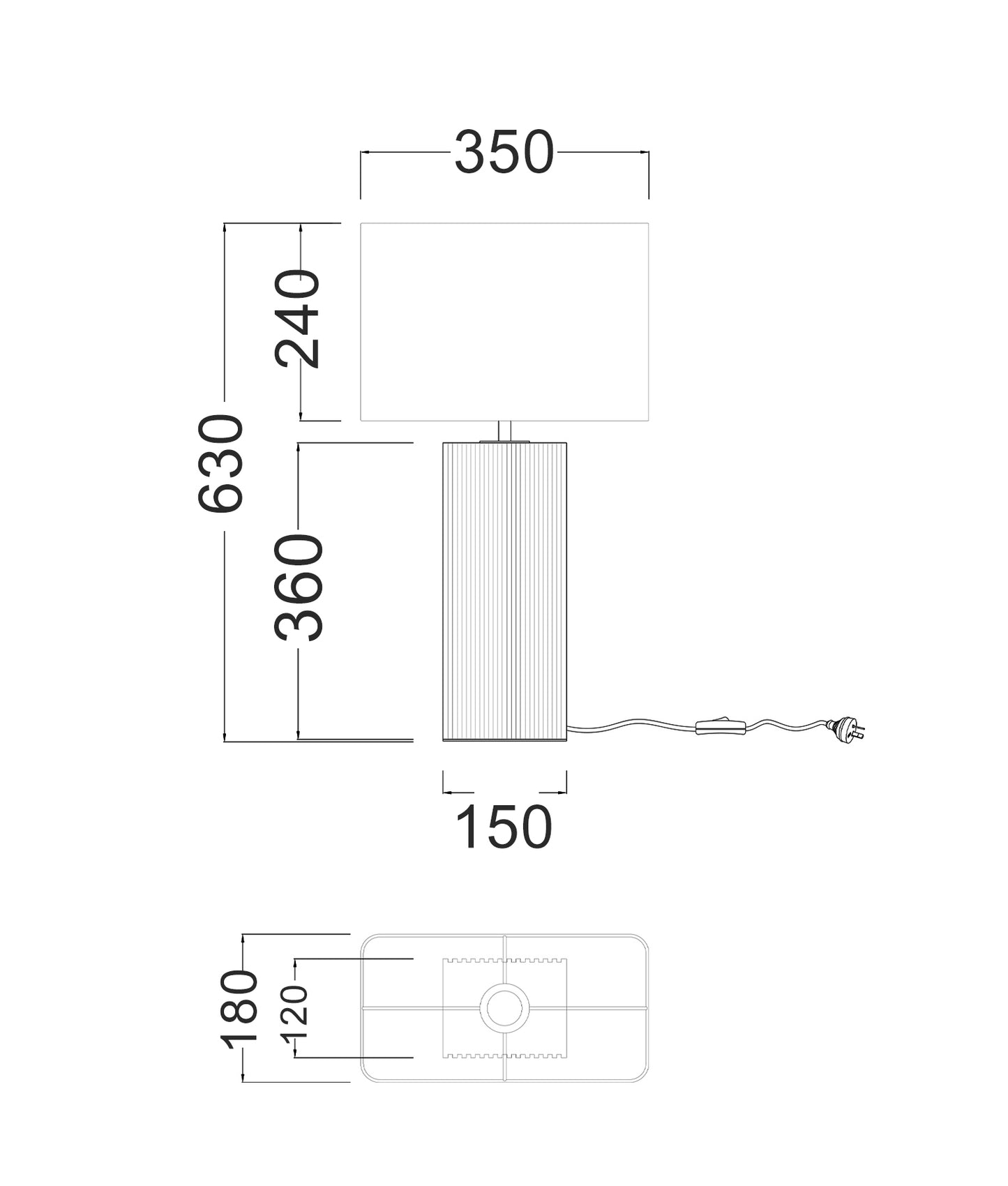 SAGITTA: Beige Travertine Base Rectangular Fabric Cream Shade Table Lamps