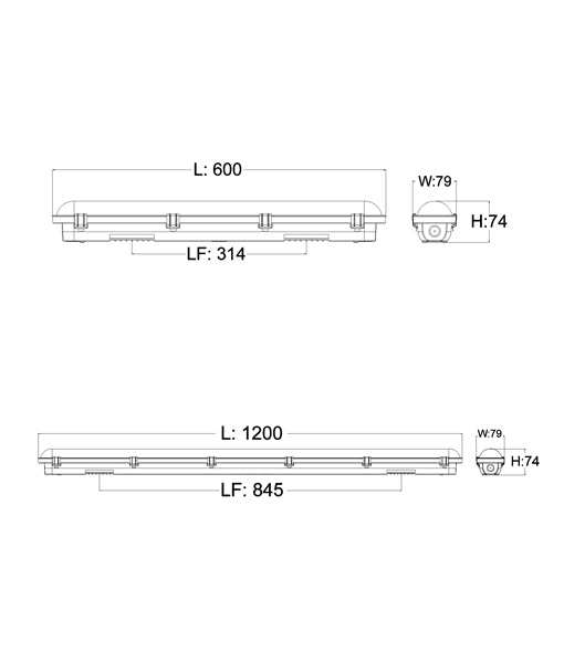 SHIELDTRI: Exterior LED Waterproof Dual Power & Tri-CCT Battens IP65 IK08