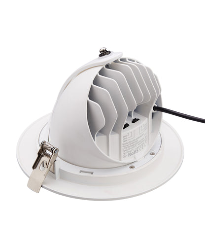 SHOPTRI01: LED Dual Power & Tri-CCT Gimbal White Recessed Shop Lighter