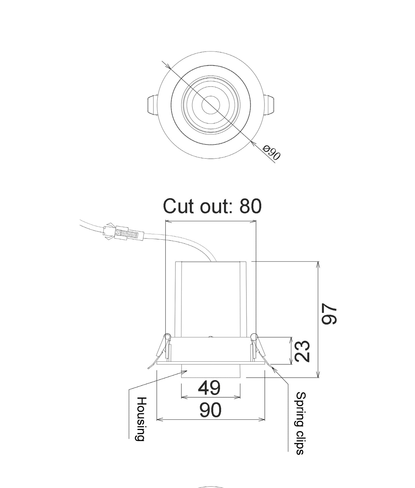 TELE: LED Recessed Spot Downlight Retractable Dimmable Tri-CCT IP20