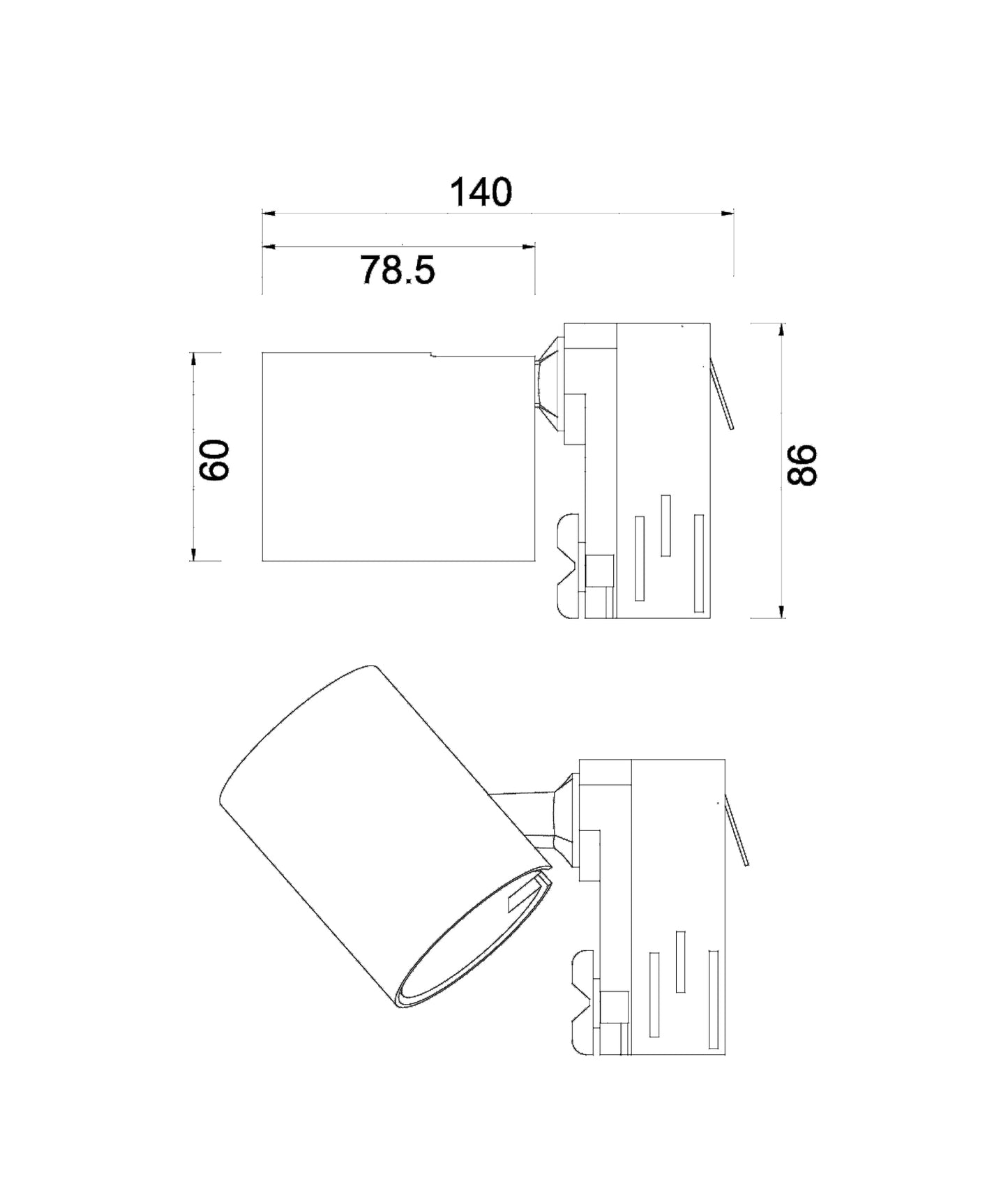 4 Wire 3 Circuit GU10 Track Head Fittings