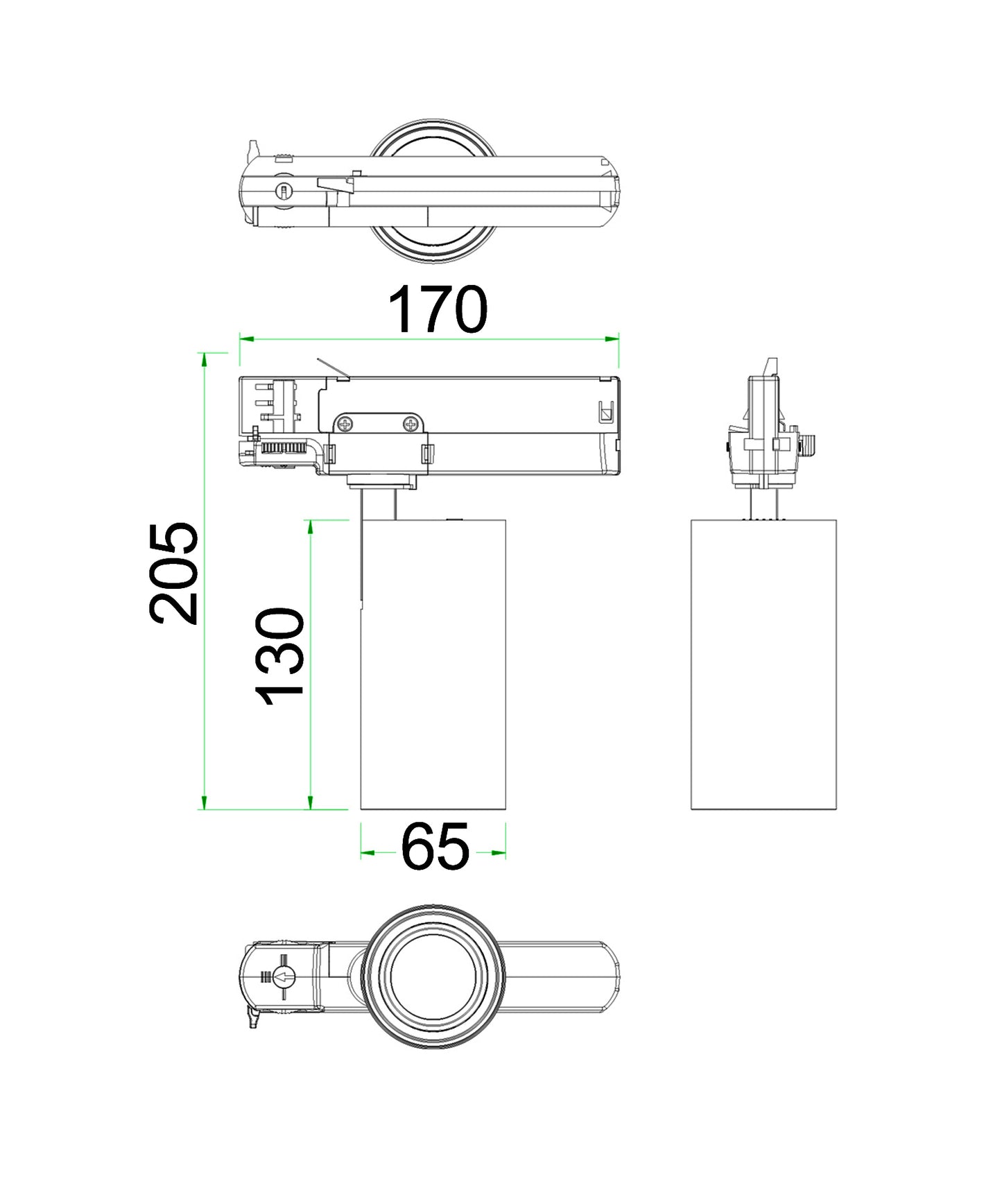 4 Wire 3 Circuit LED Tri-CCT Dimmable Track Head Fittings