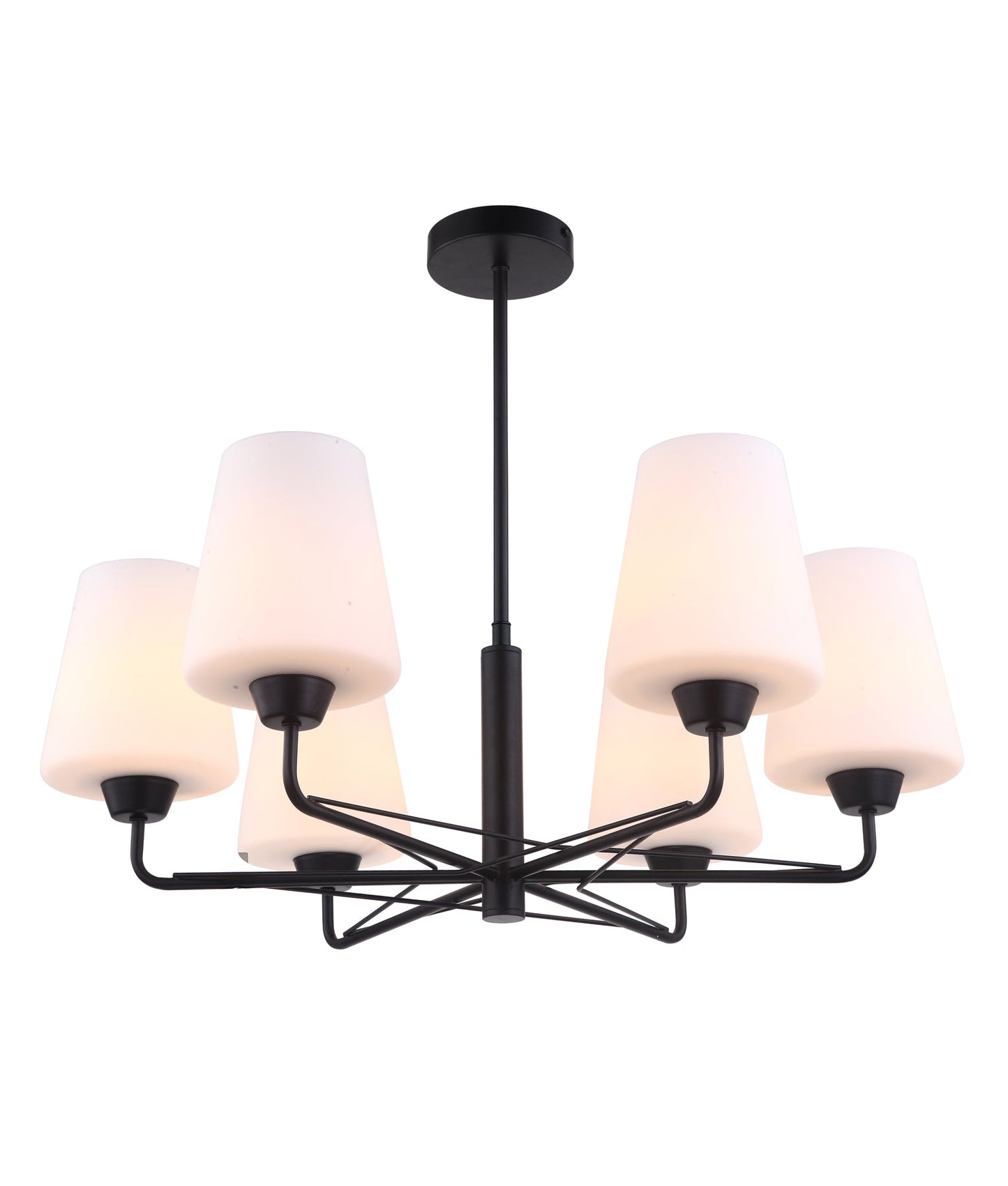 ABBEY: Interior Traditional 6 Lamps Opal Glass Pendant Lights