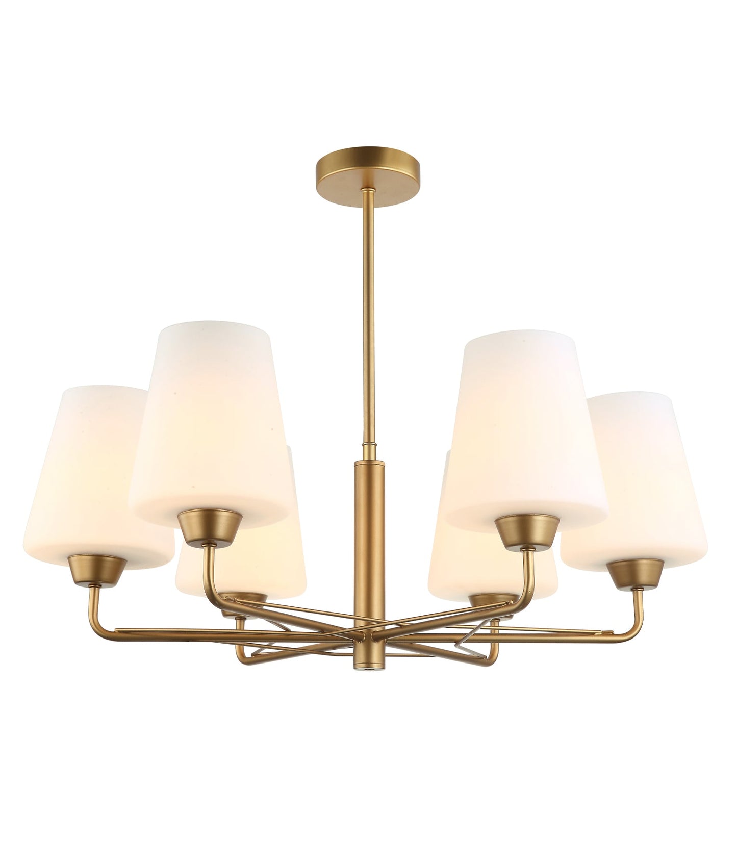 ABBEY: Interior Traditional 6 Lamps Opal Glass Pendant Lights