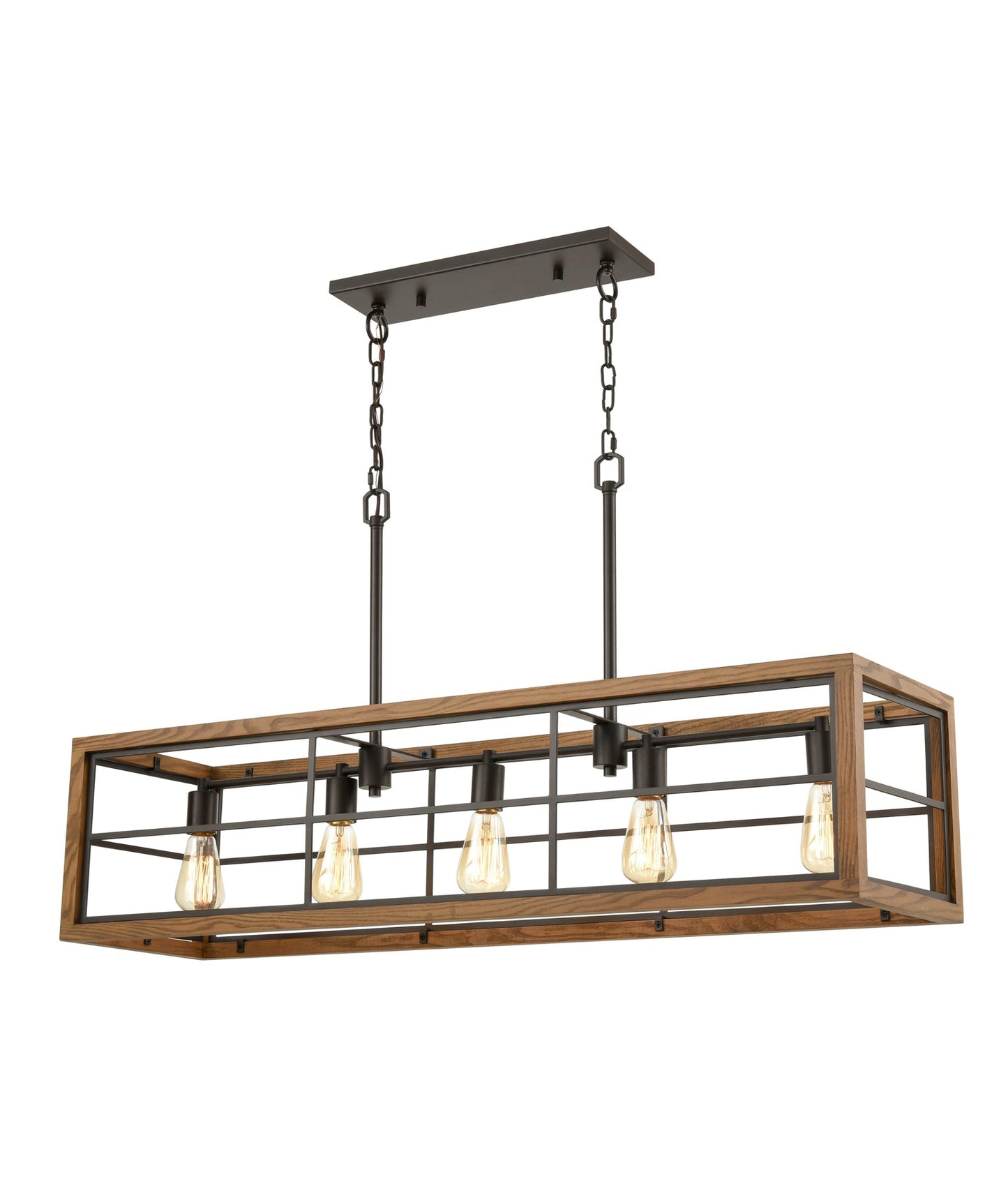 BANQUET: Retro Interior Rectangular Wood Frame Pendant Light