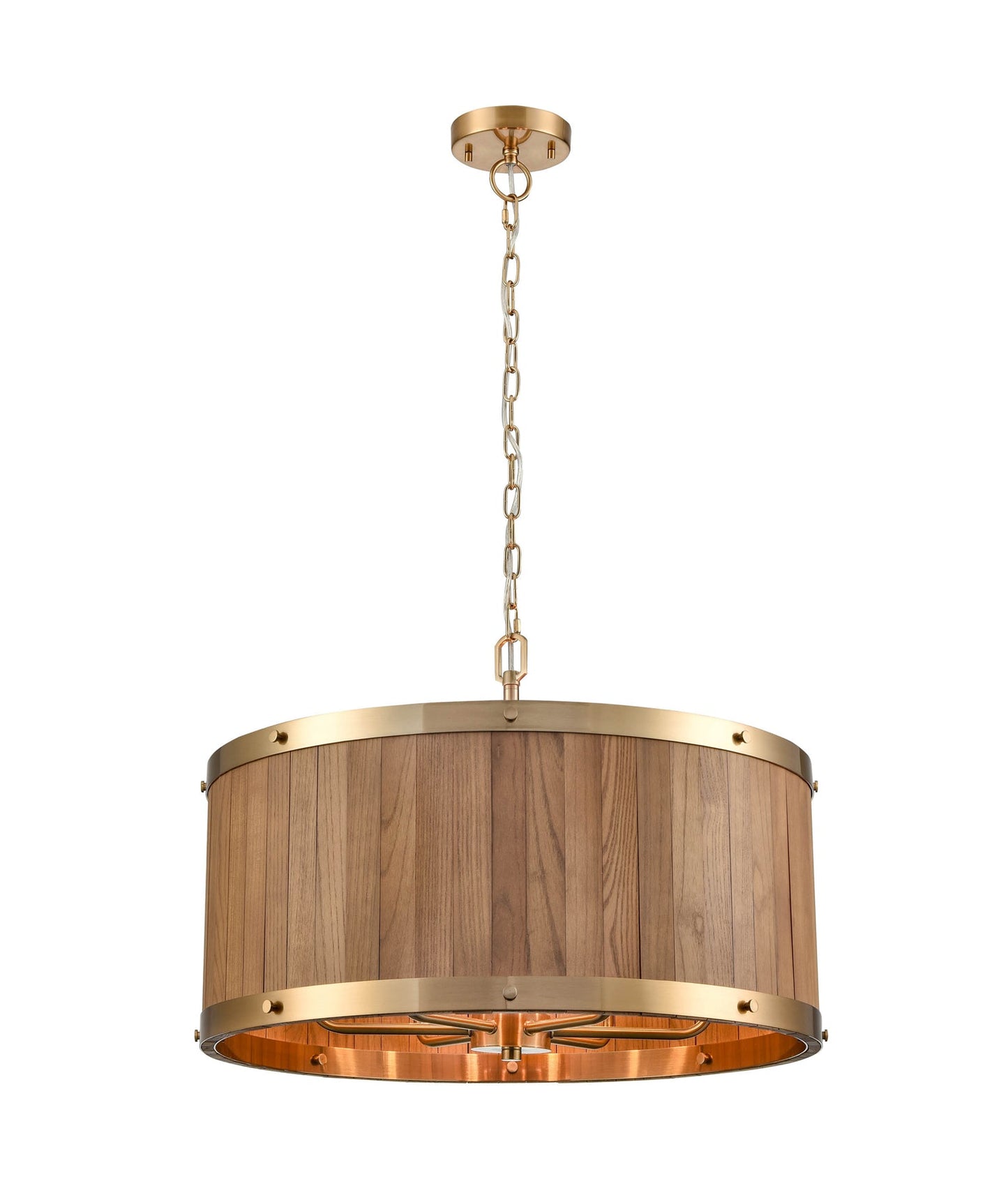 BARRIQUE: Retro Interior Large Drum Wood Pendant Lights