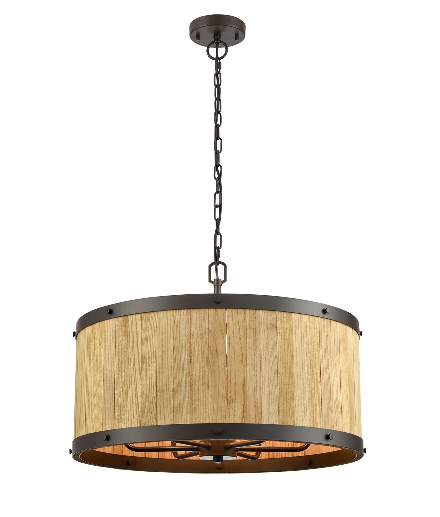 BARRIQUE: Retro Interior Large Drum Wood Pendant Lights