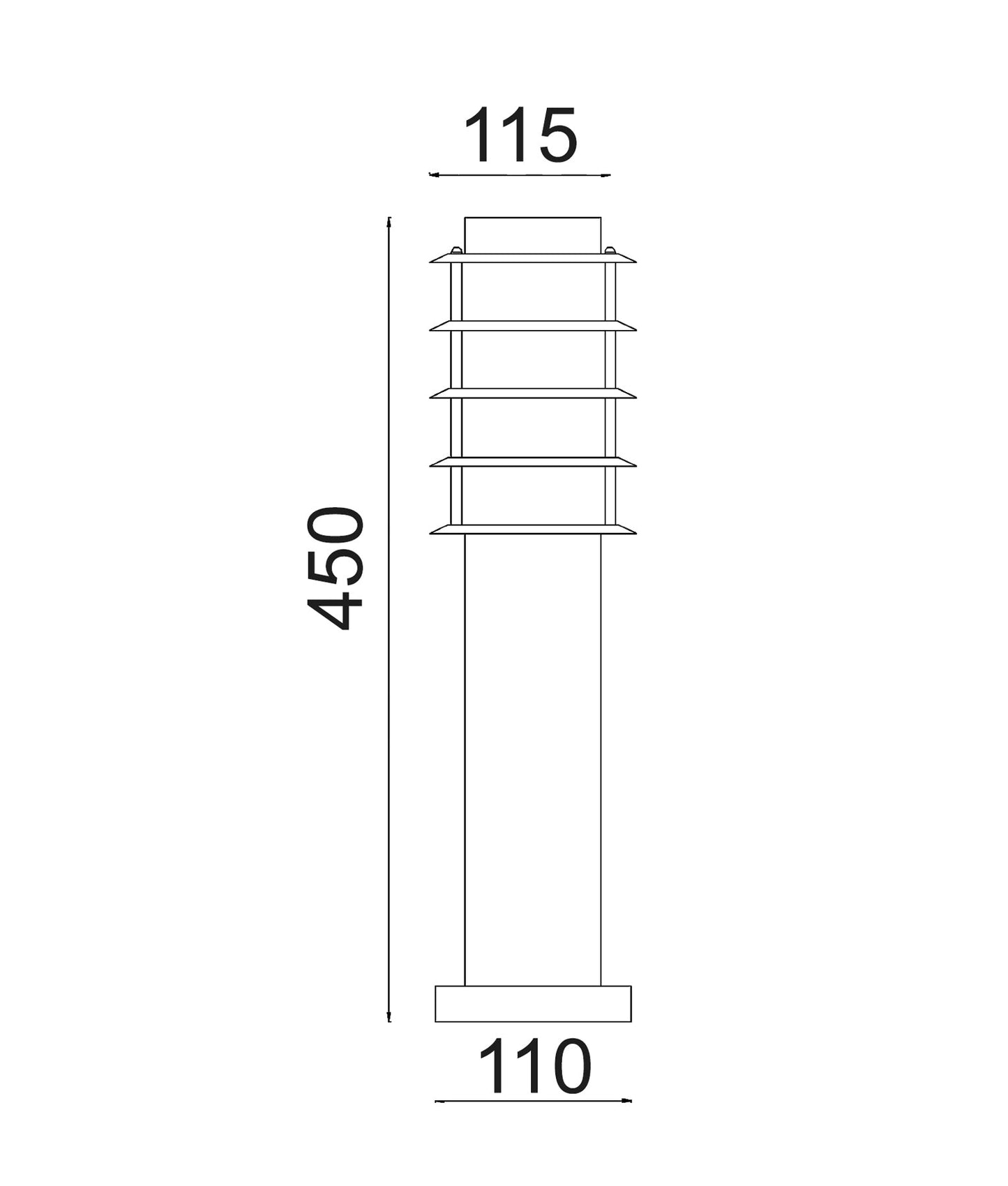 BORDA: E27 Surface Mounted Louvred Stainless Steel Bollard Lights IP44