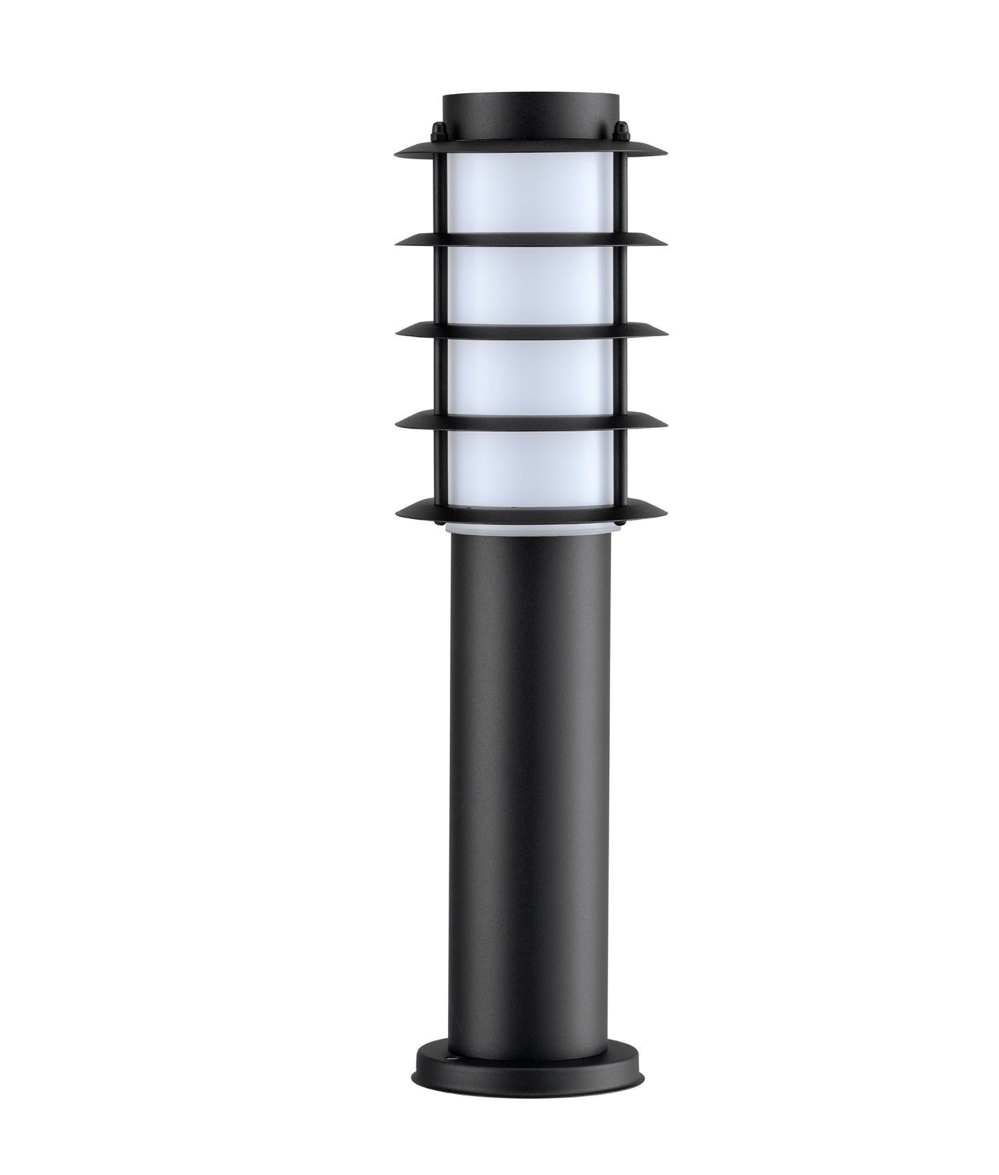 BORDA: E27 Surface Mounted Louvred Black Bollard Lights IP44