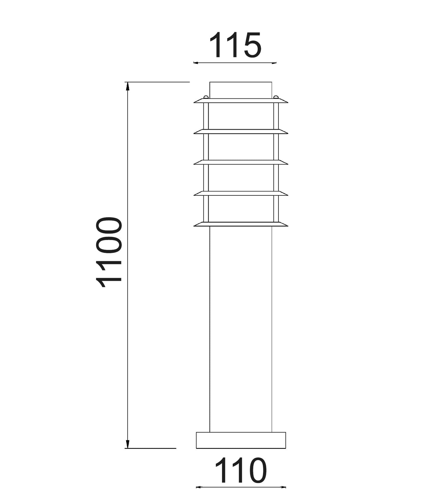 BORDA: E27 Surface Mounted Louvred Stainless Steel Bollard Lights IP44