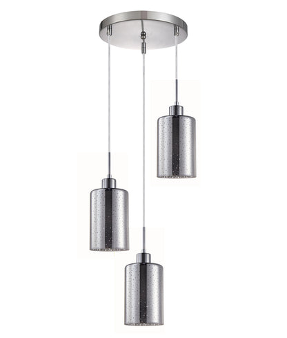 ESPEJO3: Interior Iron & Chrome Oblong Glass with Dotted Effect Pendant Lights
