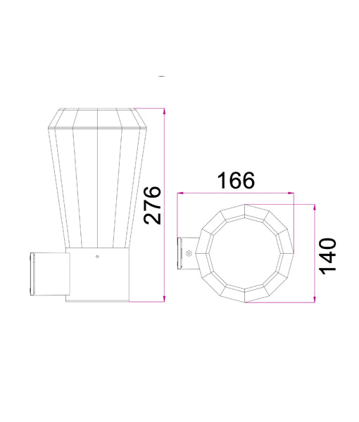 GEB: Exterior LED Dark Grey Tapered Surface Mounted Wall Light IP54