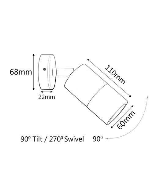 MR16 Exterior Wall Pillar Spot Lights (Black Aluminium) IP65