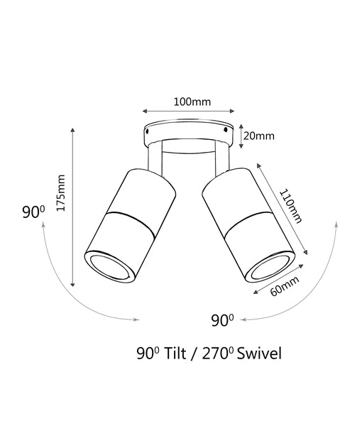 MR16 Exterior Wall Pillar Spot Lights (White Aluminium) IP65