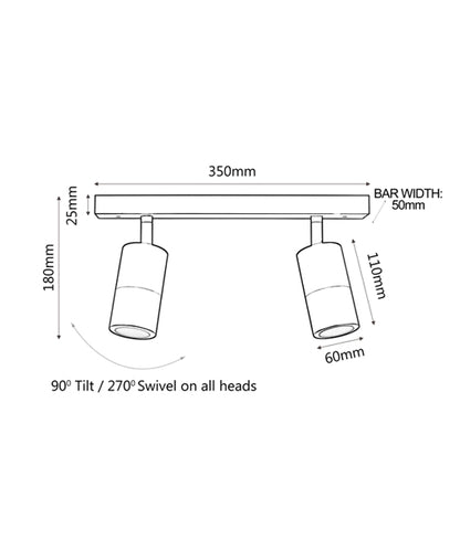 GU10 Exterior Adjustable Head Bar Lights (Titanium) IP44