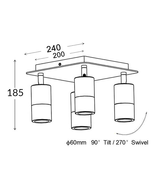 GU10 Exterior Adjustable Head Bar Lights (Titanium) IP44