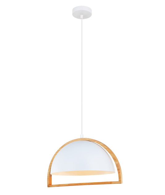 SWING: Dome With Wood Frame Pendant Lights