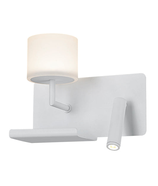 VIGO: City Series LED 2 Switch Frosted Glass Deco Wall Light & Reading Light (with USB charger)