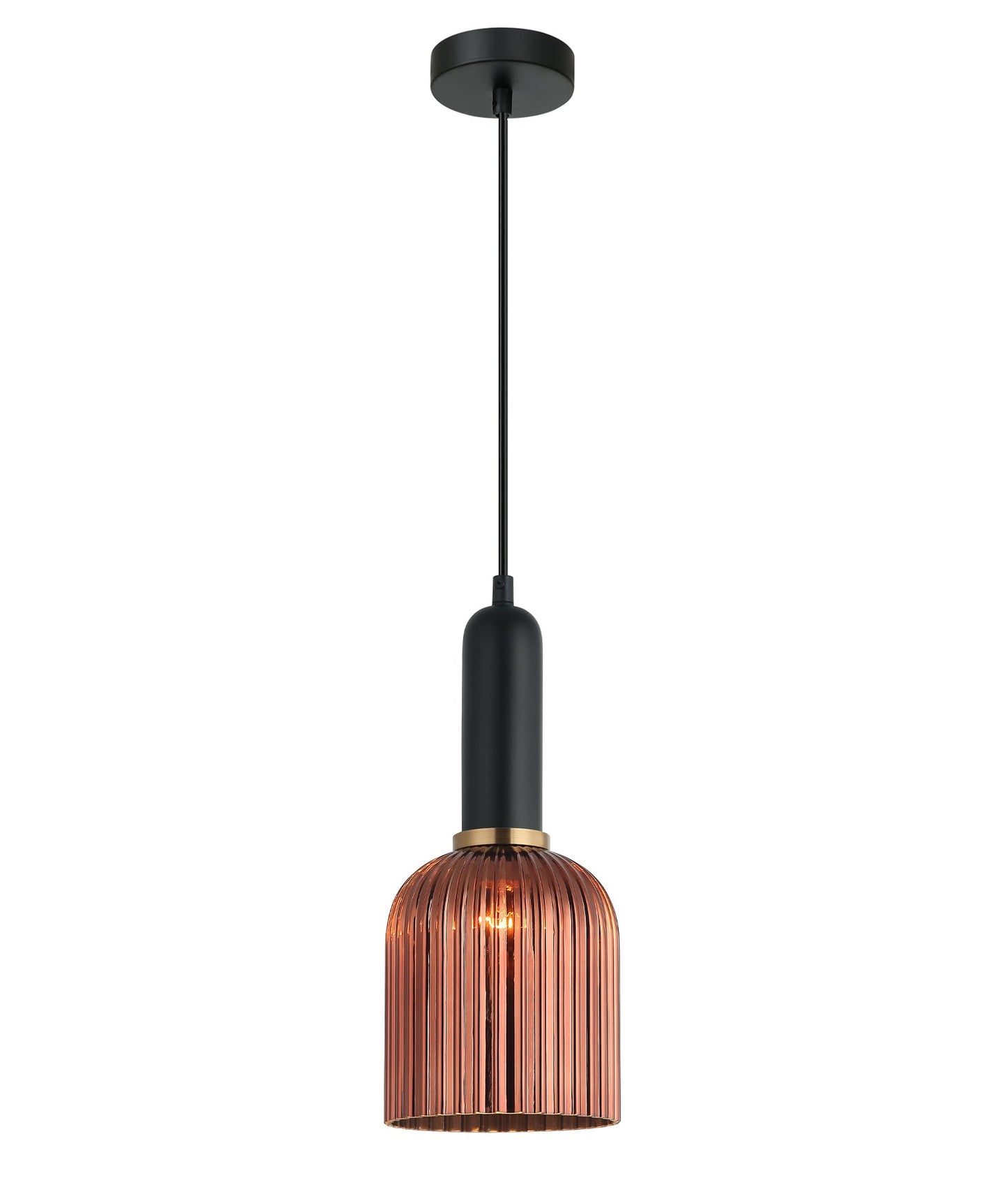 VINTAJ: Retro Interior Ellipse Shape Ribbed Glass Pendant Lights