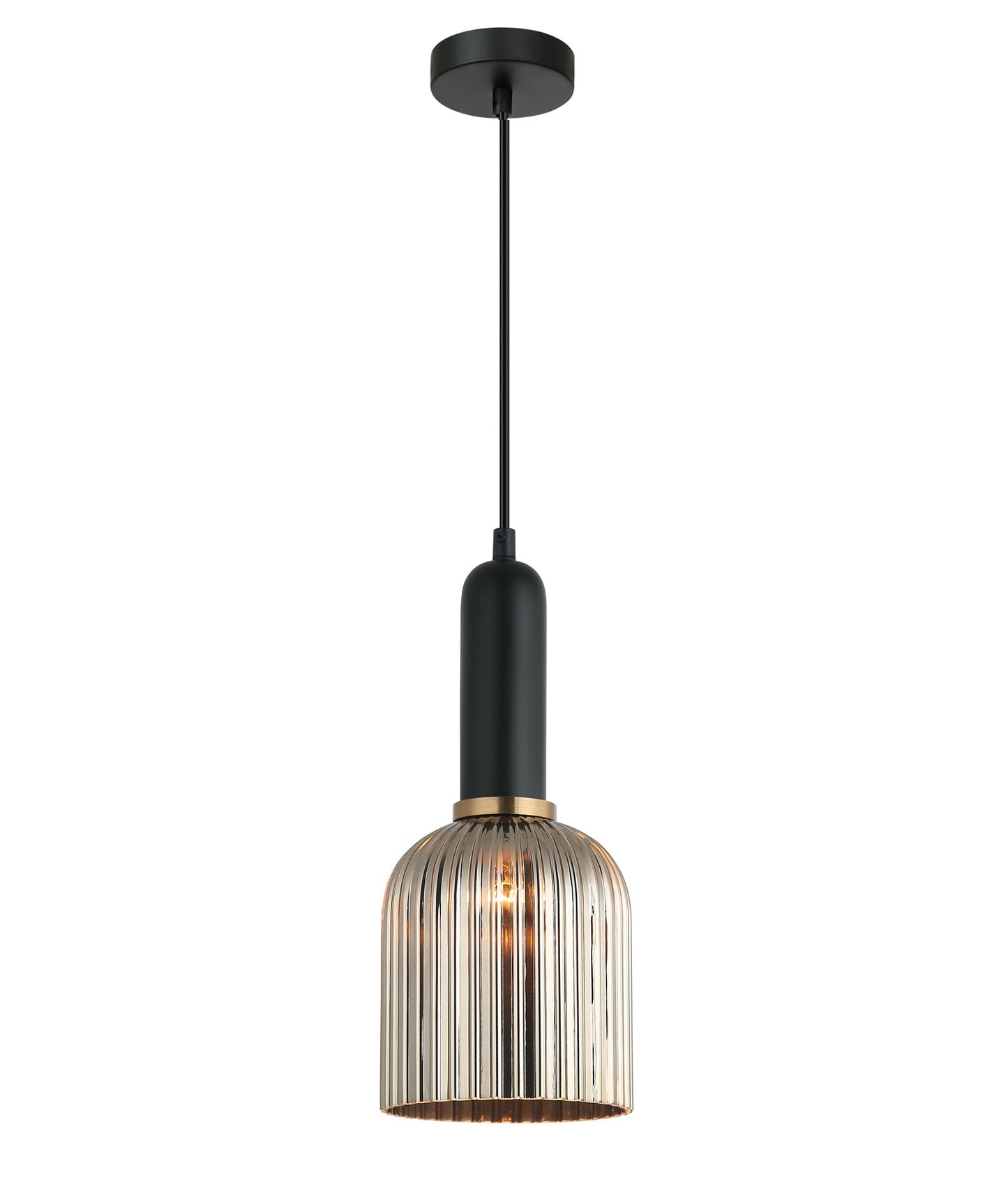 VINTAJ: Retro Interior Ellipse Shape Ribbed Glass Pendant Lights