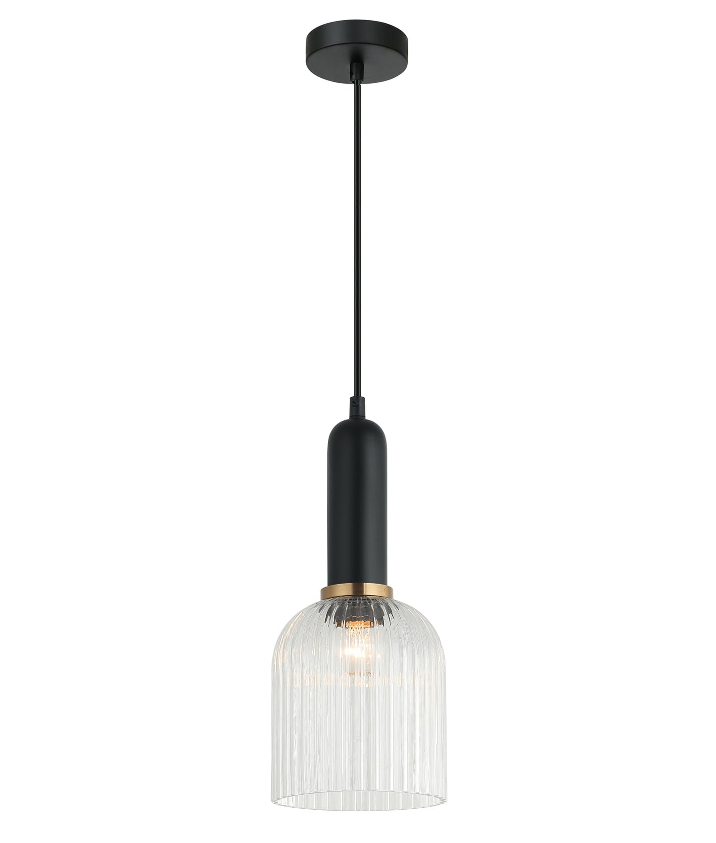 VINTAJ: Retro Interior Ellipse Shape Ribbed Glass Pendant Lights