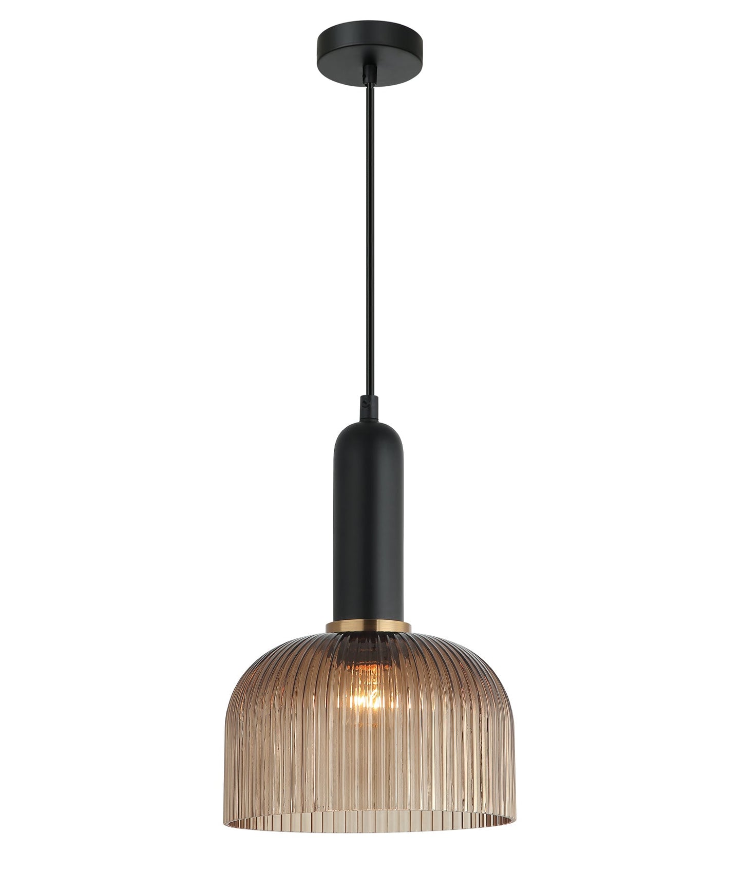 VINTAJ: Retro Interior Dome Shape Ribbed Glass Pendant Lights