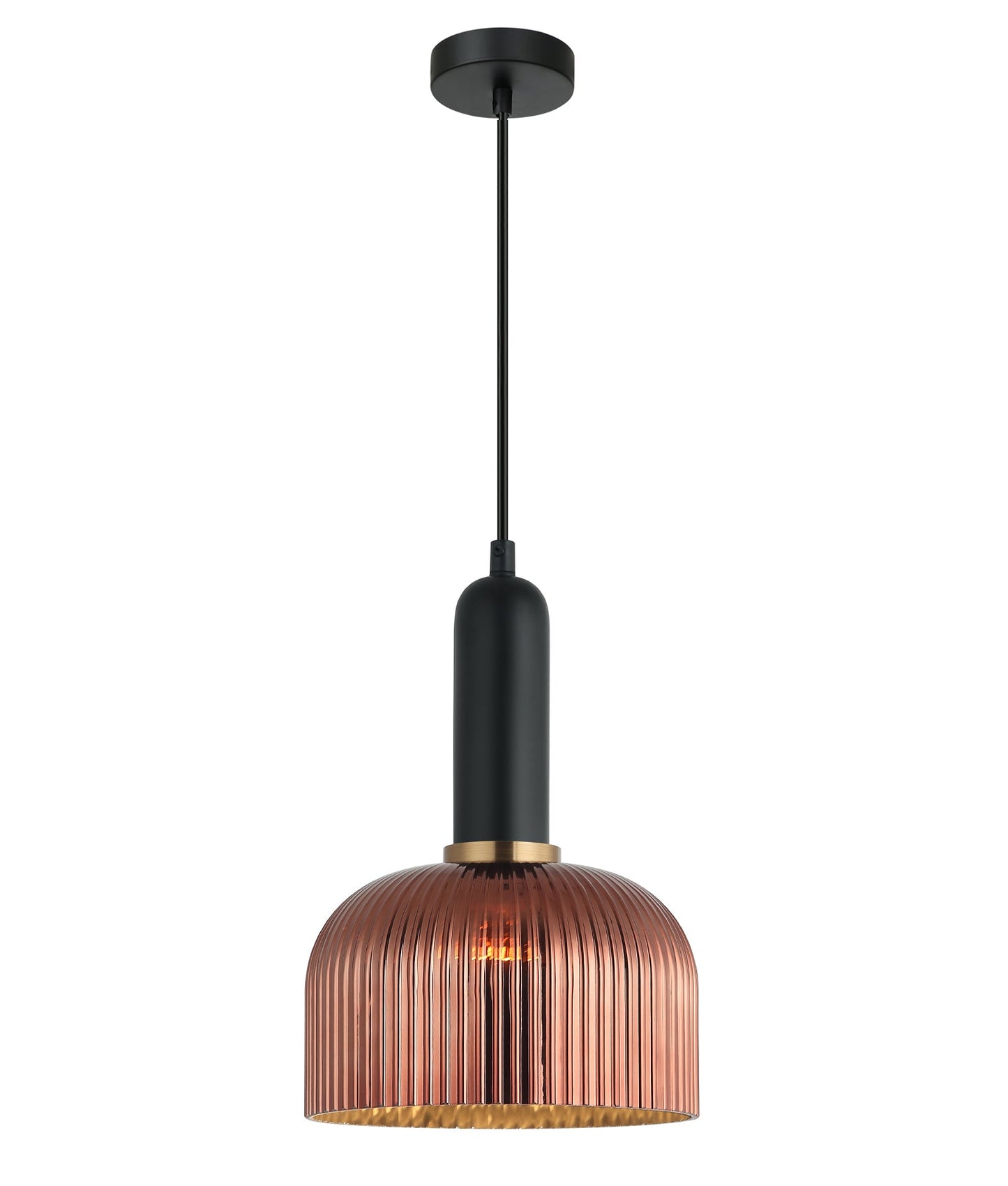 VINTAJ: Retro Interior Dome Shape Ribbed Glass Pendant Lights