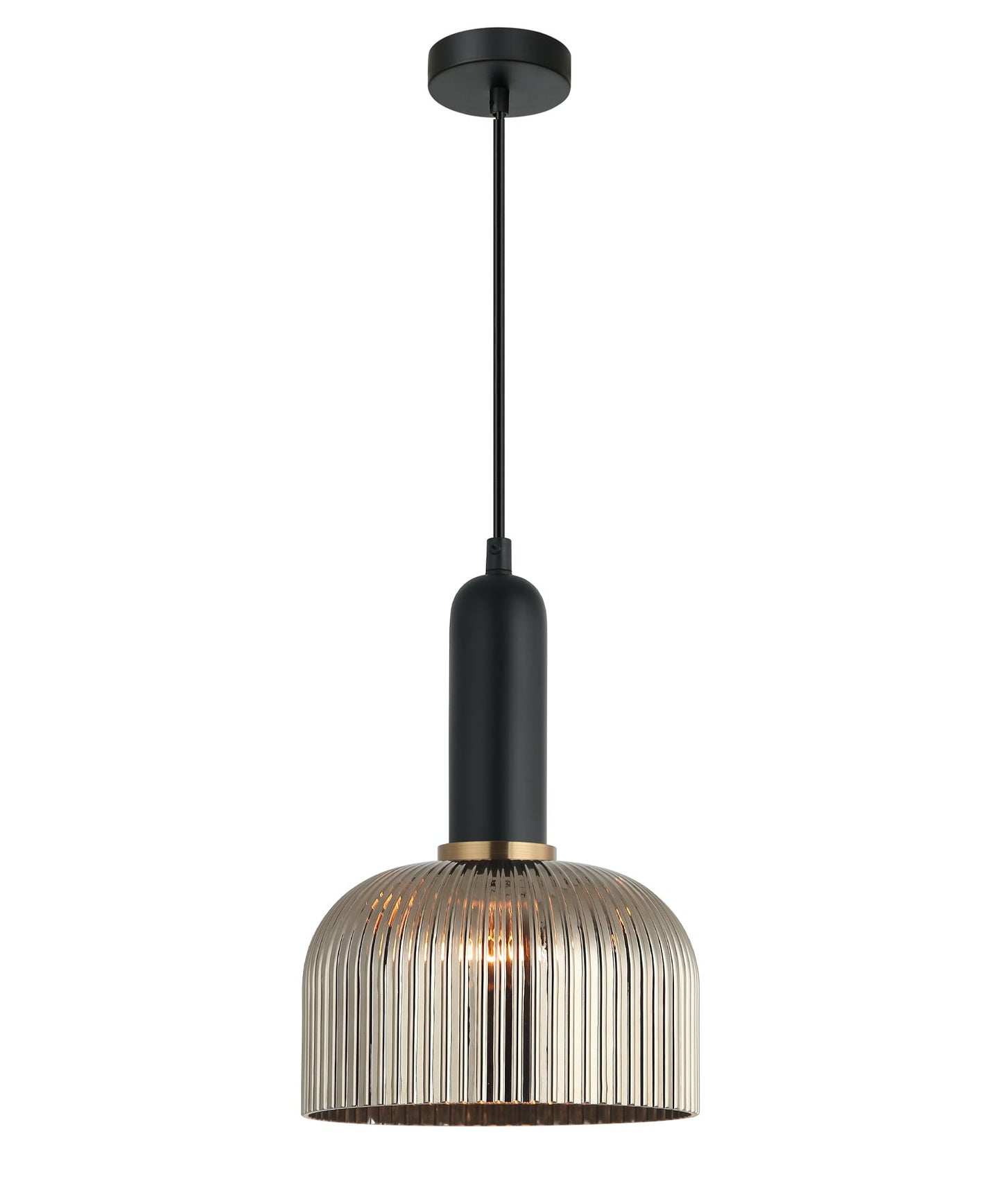 VINTAJ: Retro Interior Dome Shape Ribbed Glass Pendant Lights