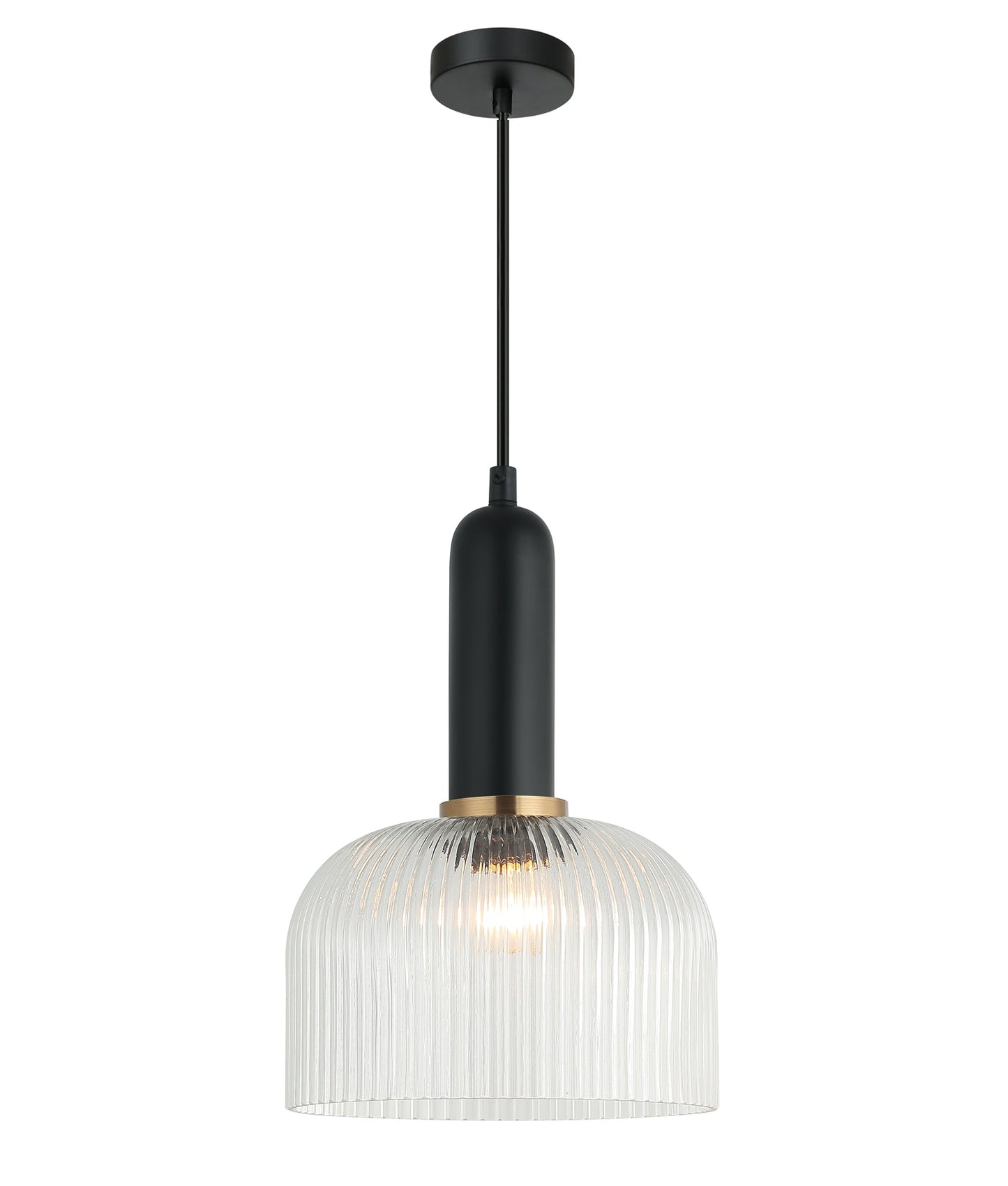 VINTAJ: Retro Interior Dome Shape Ribbed Glass Pendant Lights