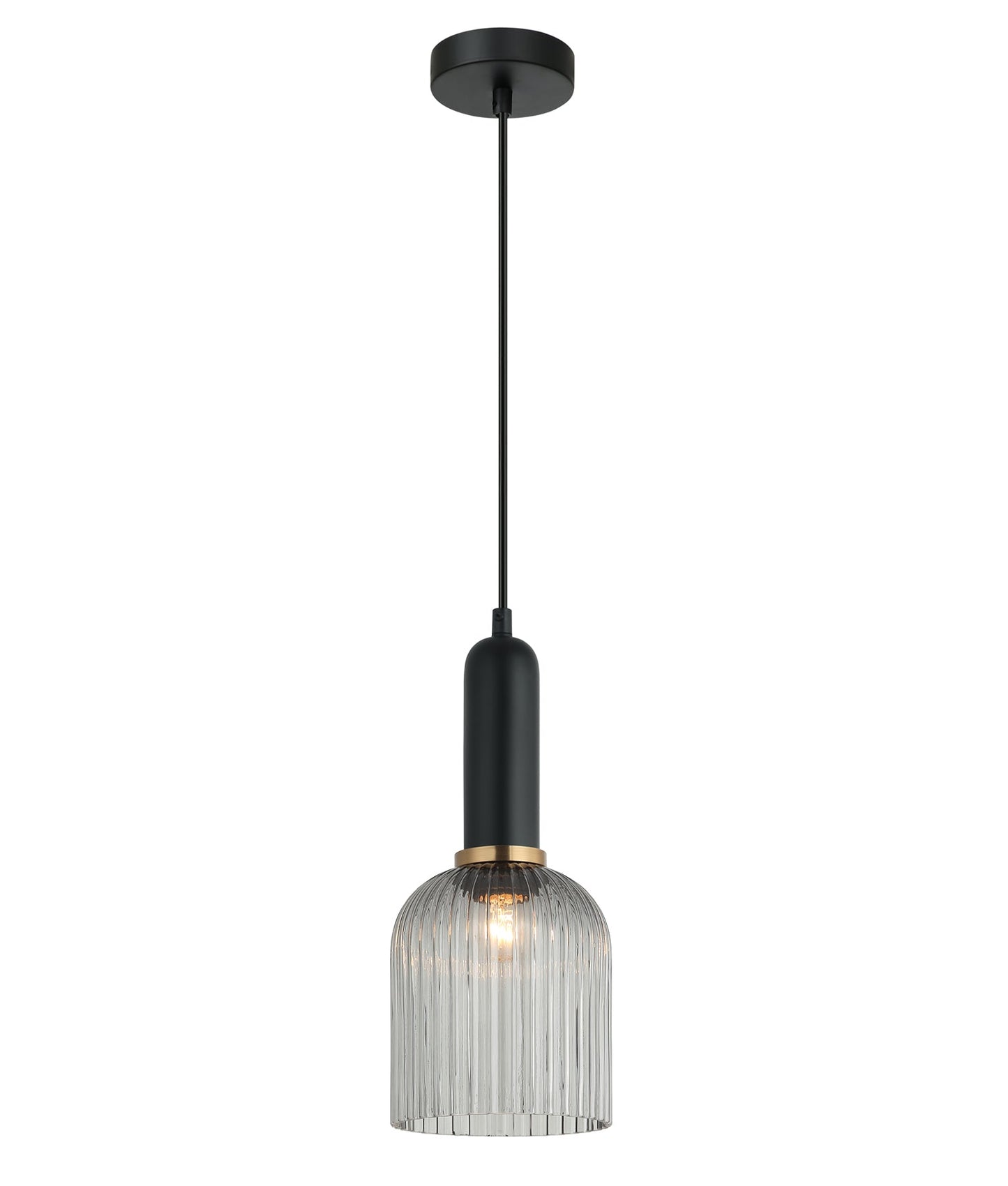 VINTAJ: Retro Interior Ellipse Shape Ribbed Glass Pendant Lights