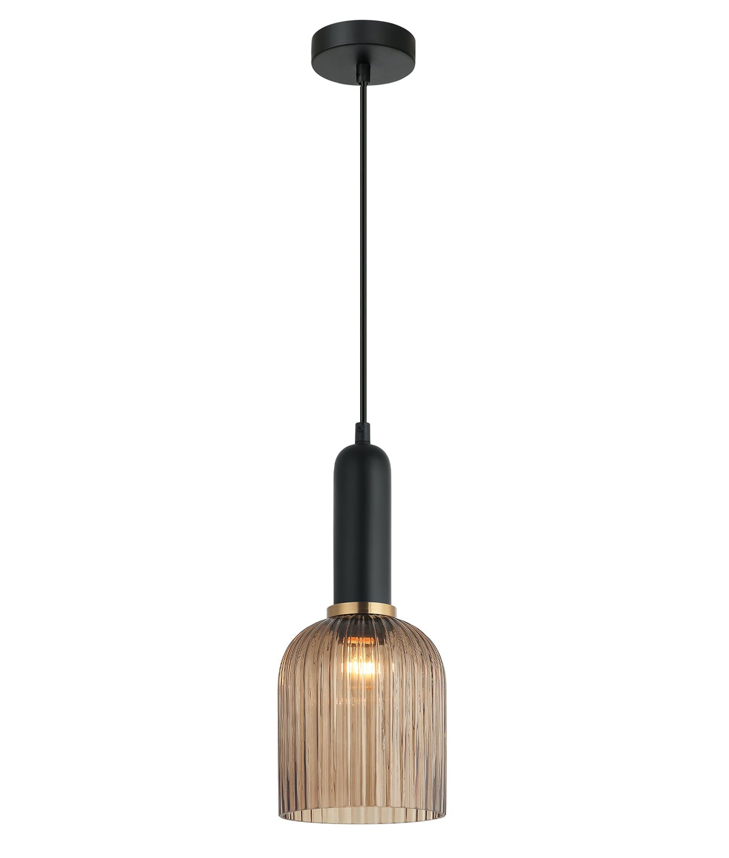 VINTAJ: Retro Interior Ellipse Shape Ribbed Glass Pendant Lights