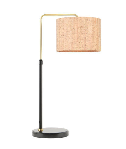 ARRIBA: Drum Shade with Marble Base Height Adjustable Table Lamps
