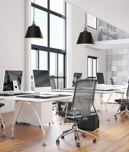 CLOCHE: Interior Metal Shade with Travertine Highlight Bell Shape Pendant Lights