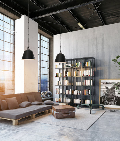 CLOCHE: Interior Metal Shade with Travertine Highlight Bell Shape Pendant Lights