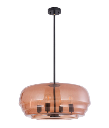CUAD: Interior Amber Flat Top Dome Glass Shade Pendant Light