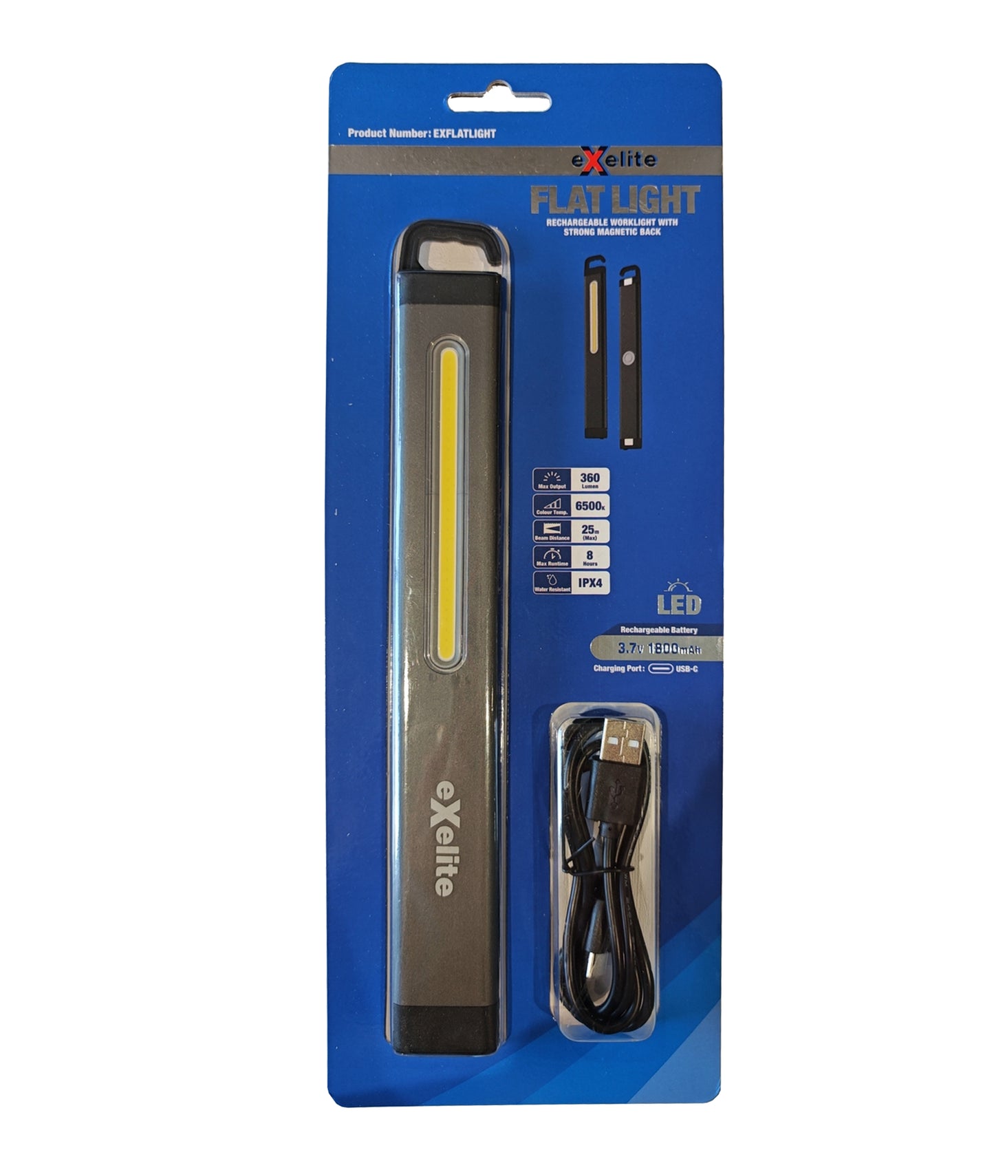 FLAT LIGHT: Rechargeable Worklight with Strong Magnetic Back