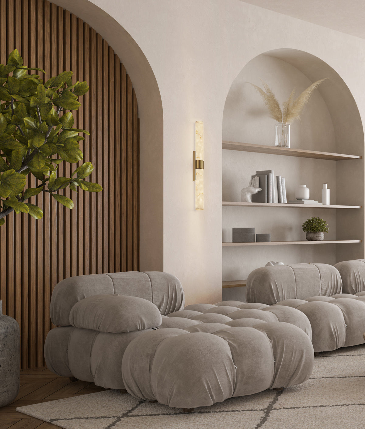 FLECHA: Interior Curved Faux Marble with Veining Effect Wall Lights