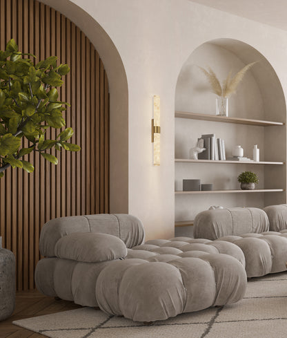 FLECHA: Interior Curved Faux Marble with Veining Effect Wall Lights